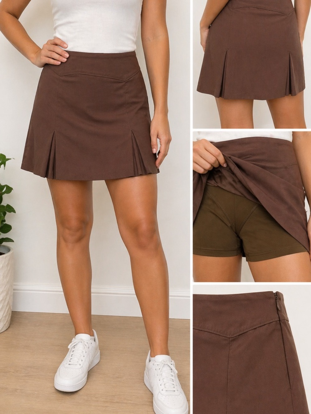 Izod Brown Women's Skirt - Solid A-Line Size 14